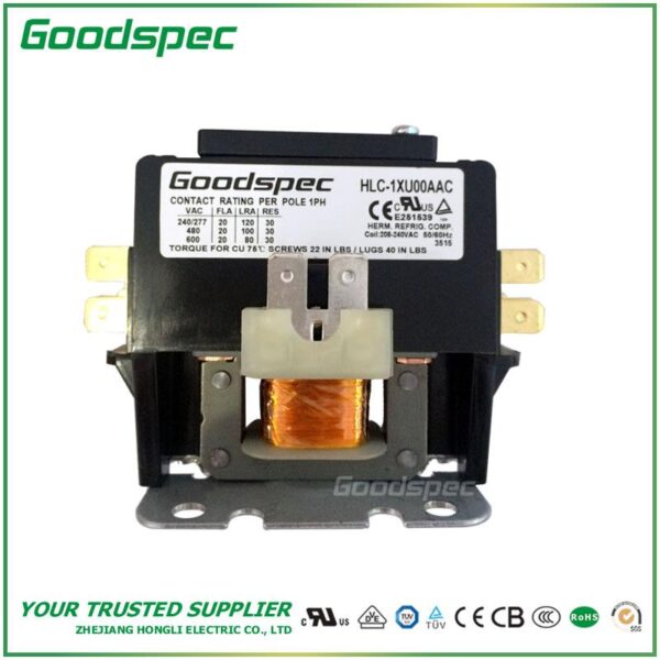 HLC-1XU00AAC(1P/20A/208-240VAC) Definite Purpose Contactor