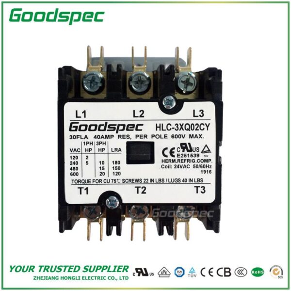 HLC-3XQ02CY(3P/30A/24VAC) Definite Purpose Contactor