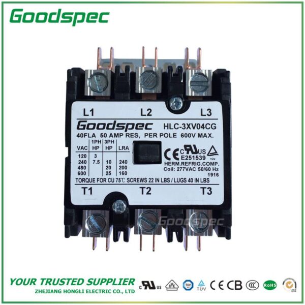 HLC-3XV04CG(3P/40A/277VAC) DEFINITE PURPOSE CONTACTOR