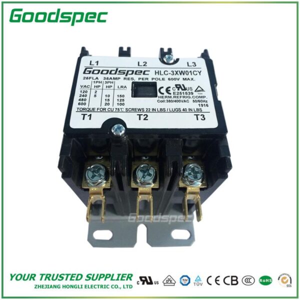HLC-3XW01CY(3P/25A/380-400VAC)Definite Purpose Contactor