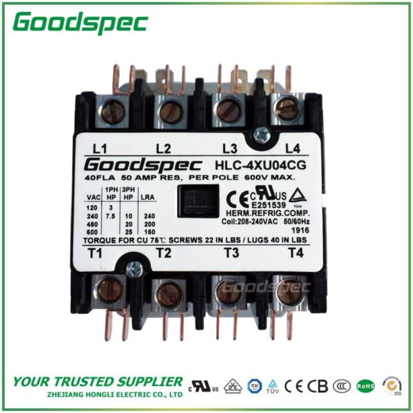 HLC-4XU04CG(4P/40A/208-240V) DEFINITE PURPOSE CONTACTOR