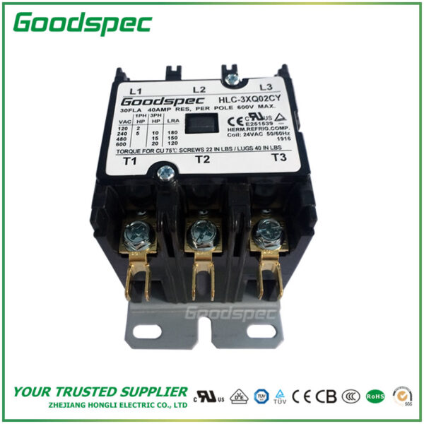 HLC-3XQ02CY(3P/30A/24VAC) Definite Purpose Contactor