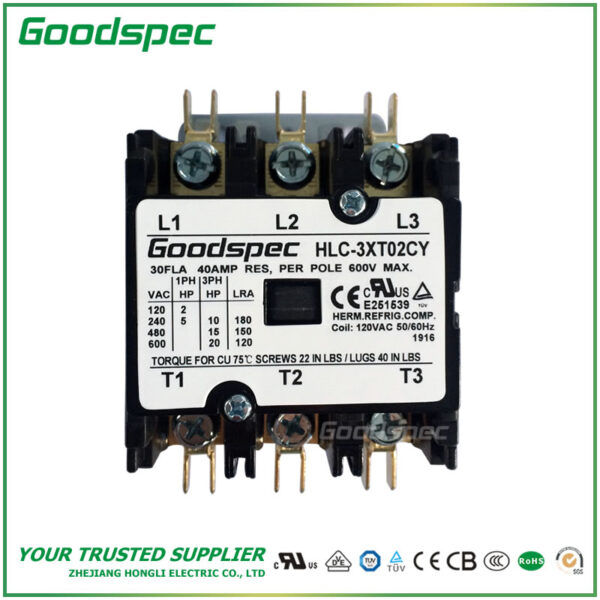 GC-3XT02CY(3P/30A/120VAC) Definite Purpose Contactor